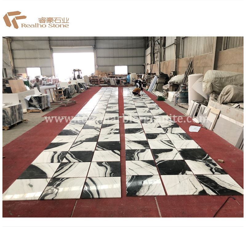 black and white marble floor