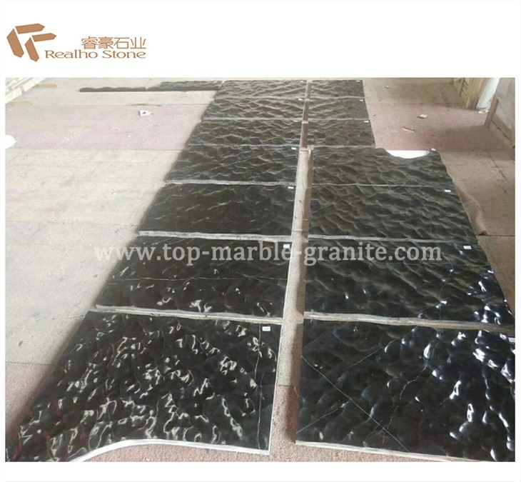 Текстура черной мраморной плитки Nero Marquina